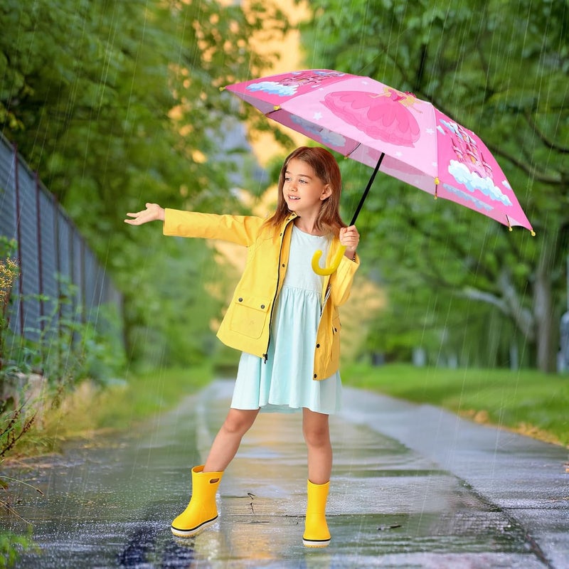 Decalsweet Kids Umbrella, Safety Windproof Umbrella with Easy-Grip Hook Handle for Toddler Girls and Boys - Image 5